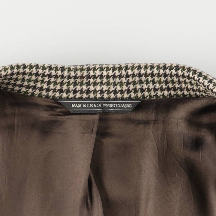 2000'S Banana Republic Houndstooth Pattern Wool Tailored Jacket, Made in USA, Men's Size M wool Beige type Vintage Second Hand