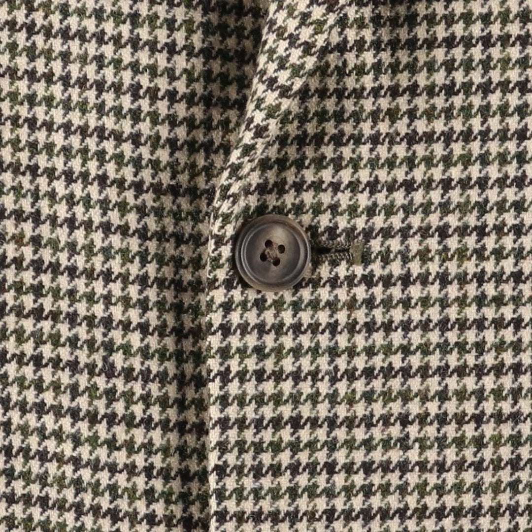 2000'S Banana Republic Houndstooth Pattern Wool Tailored Jacket, Made in USA, Men's Size M wool Beige type Vintage Second Hand