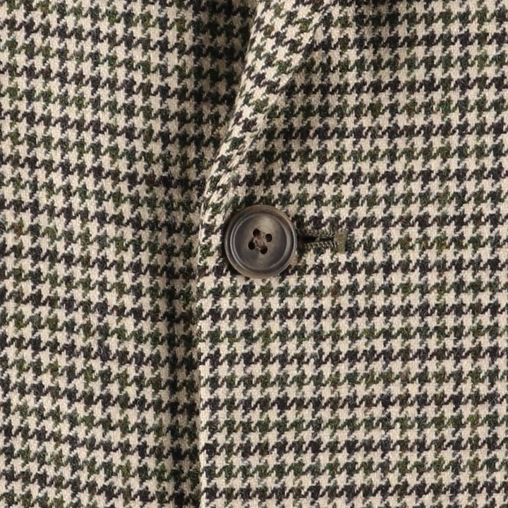 2000'S Banana Republic Houndstooth Pattern Wool Tailored Jacket, Made in USA, Men's Size M wool Beige type Vintage Second Hand