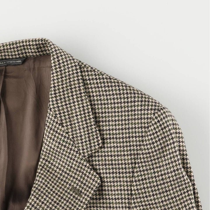 2000'S Banana Republic Houndstooth Pattern Wool Tailored Jacket, Made in USA, Men's Size M wool Beige type Vintage Second Hand
