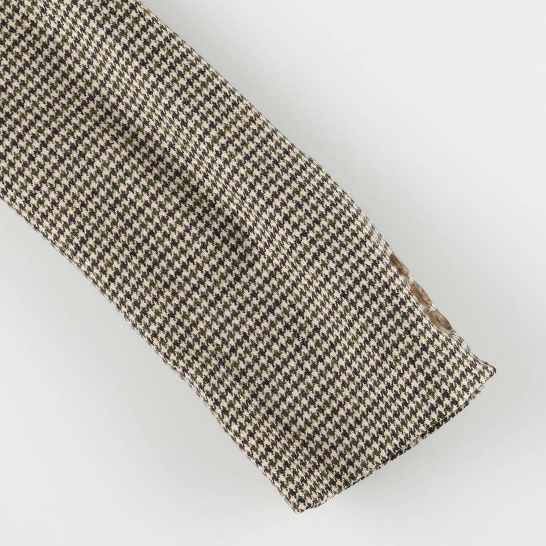 2000'S Banana Republic Houndstooth Pattern Wool Tailored Jacket, Made in USA, Men's Size M wool Beige type Vintage Second Hand