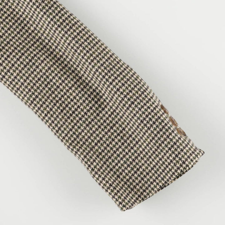 2000'S Banana Republic Houndstooth Pattern Wool Tailored Jacket, Made in USA, Men's Size M wool Beige type Vintage Second Hand