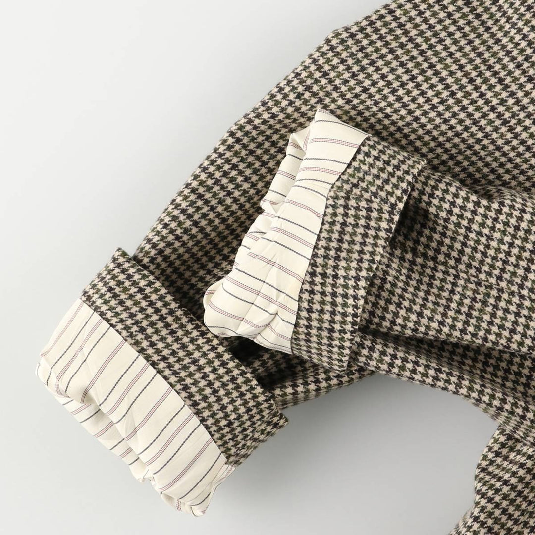 2000'S Banana Republic Houndstooth Pattern Wool Tailored Jacket, Made in USA, Men's Size M wool Beige type Vintage Second Hand