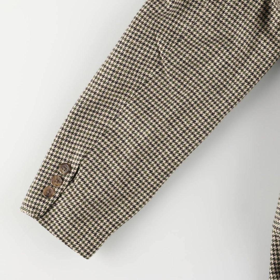 2000'S Banana Republic Houndstooth Pattern Wool Tailored Jacket, Made in USA, Men's Size M wool Beige type Vintage Second Hand