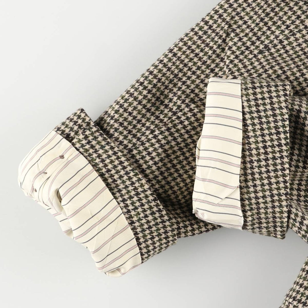 2000'S Banana Republic Houndstooth Pattern Wool Tailored Jacket, Made in USA, Men's Size M wool Beige type Vintage Second Hand