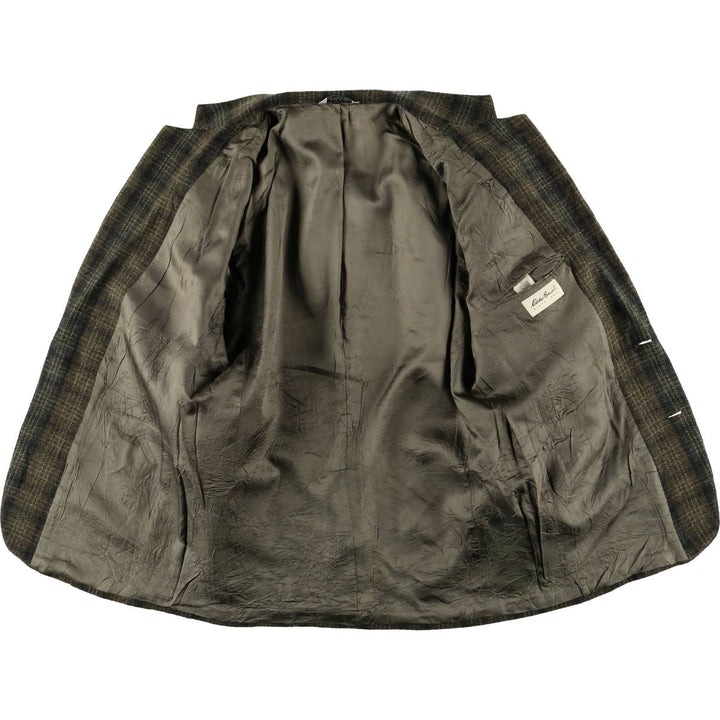 Eddie Bauer Check Pattern Wool Tailored Jacket, Made in USA, Men's Size XL wool Khaki type Vintage Second Hand