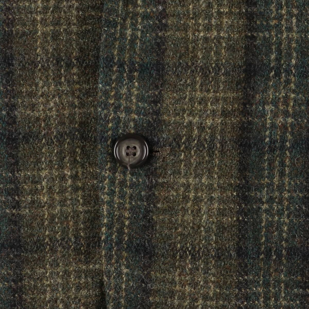 Eddie Bauer Check Pattern Wool Tailored Jacket, Made in USA, Men's Size XL wool Khaki type Vintage Second Hand