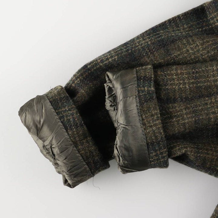 Eddie Bauer Check Pattern Wool Tailored Jacket, Made in USA, Men's Size XL wool Khaki type Vintage Second Hand