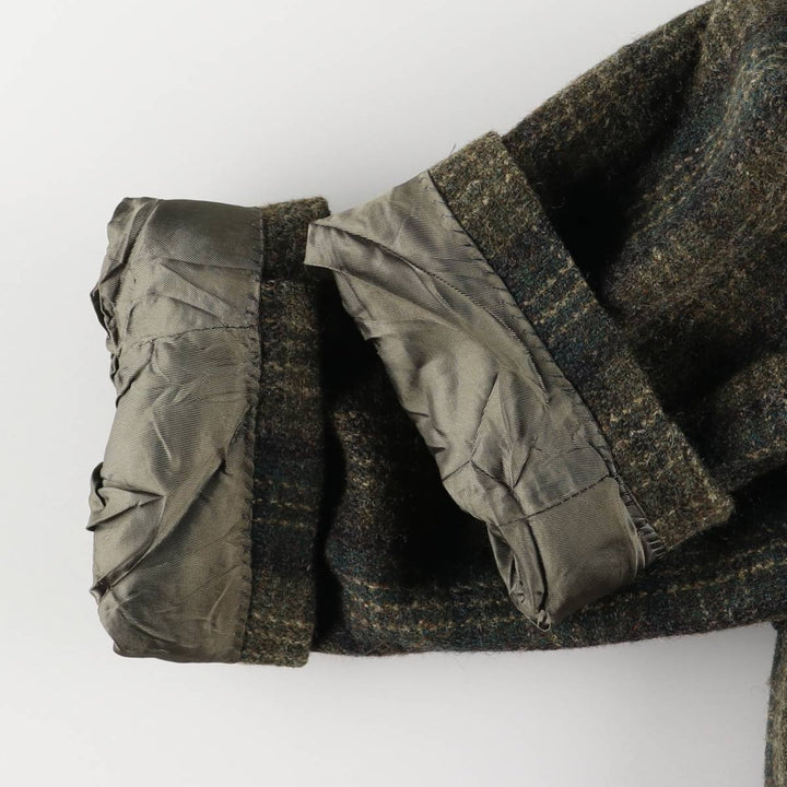 Eddie Bauer Check Pattern Wool Tailored Jacket, Made in USA, Men's Size XL wool Khaki type Vintage Second Hand