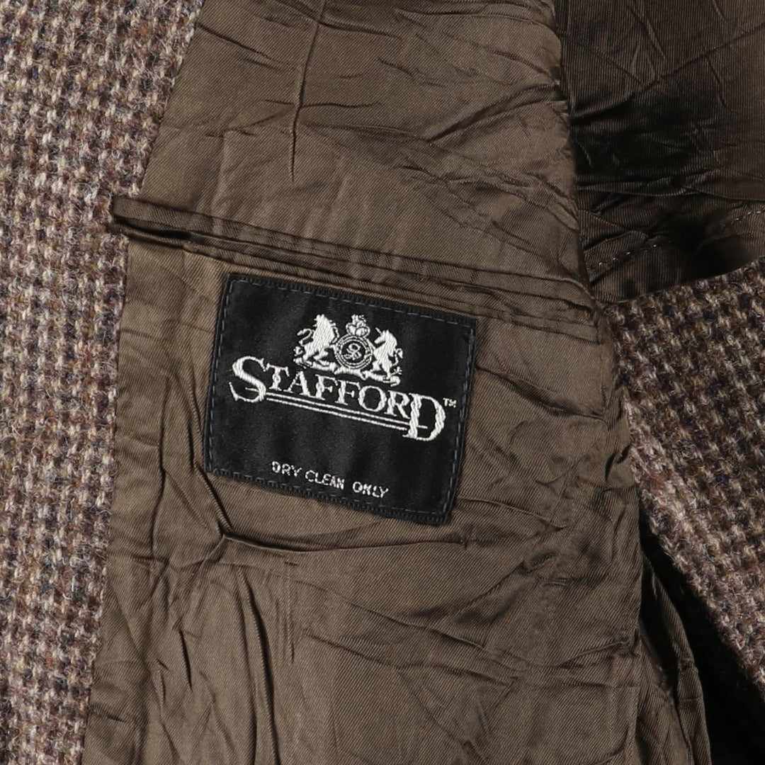80s-90'S Stafford Harris Tweed wool tailored jacket, made in USA, men's size S wool brown type Vintage Second Hand