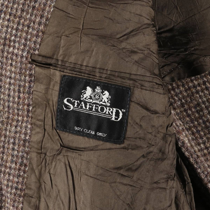 80s-90'S Stafford Harris Tweed wool tailored jacket, made in USA, men's size S wool brown type Vintage Second Hand