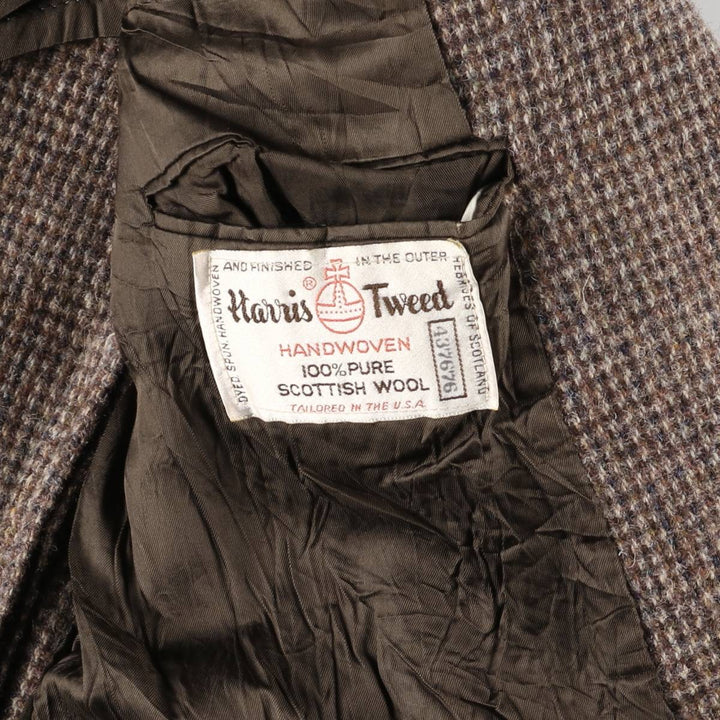 80s-90'S Stafford Harris Tweed wool tailored jacket, made in USA, men's size S wool brown type Vintage Second Hand