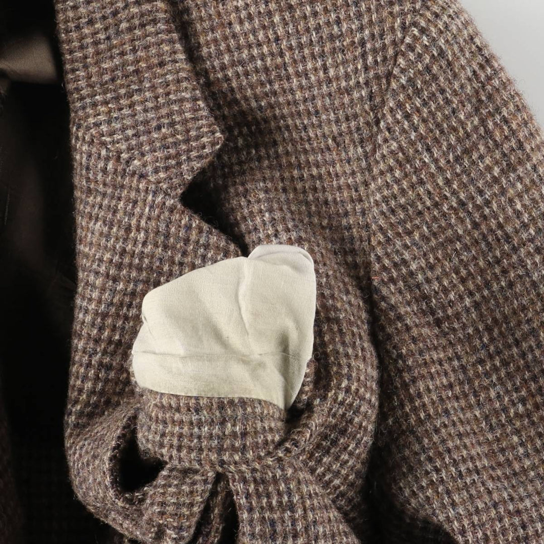 80s-90'S Stafford Harris Tweed wool tailored jacket, made in USA, men's size S wool brown type Vintage Second Hand