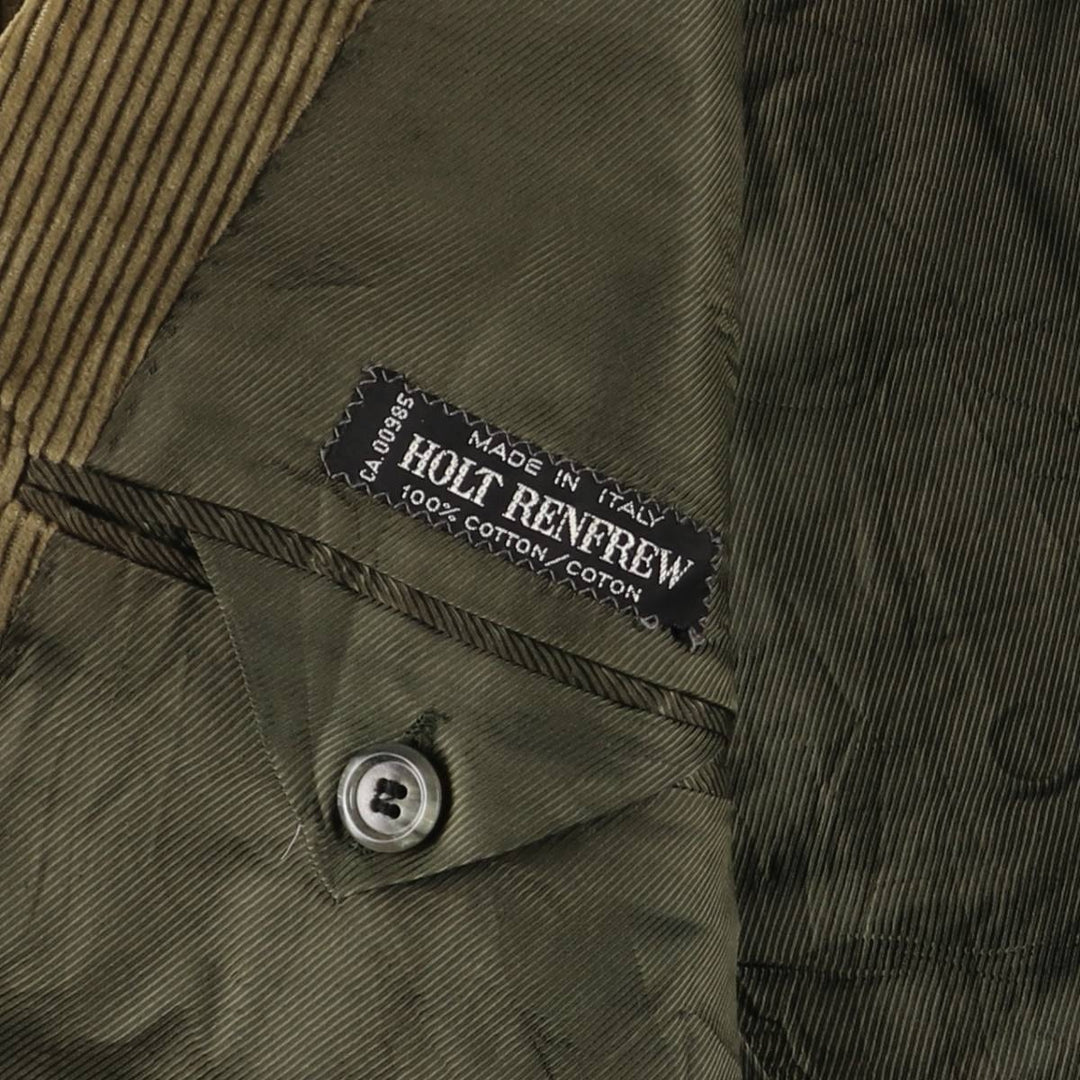 HOLT RENFREW Corduroy Tailored Jacket, Made in Italy, Men's Size M cotton Khaki type Vintage Second Hand