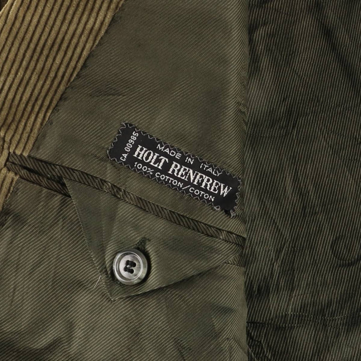 HOLT RENFREW Corduroy Tailored Jacket, Made in Italy, Men's Size M cotton Khaki type Vintage Second Hand
