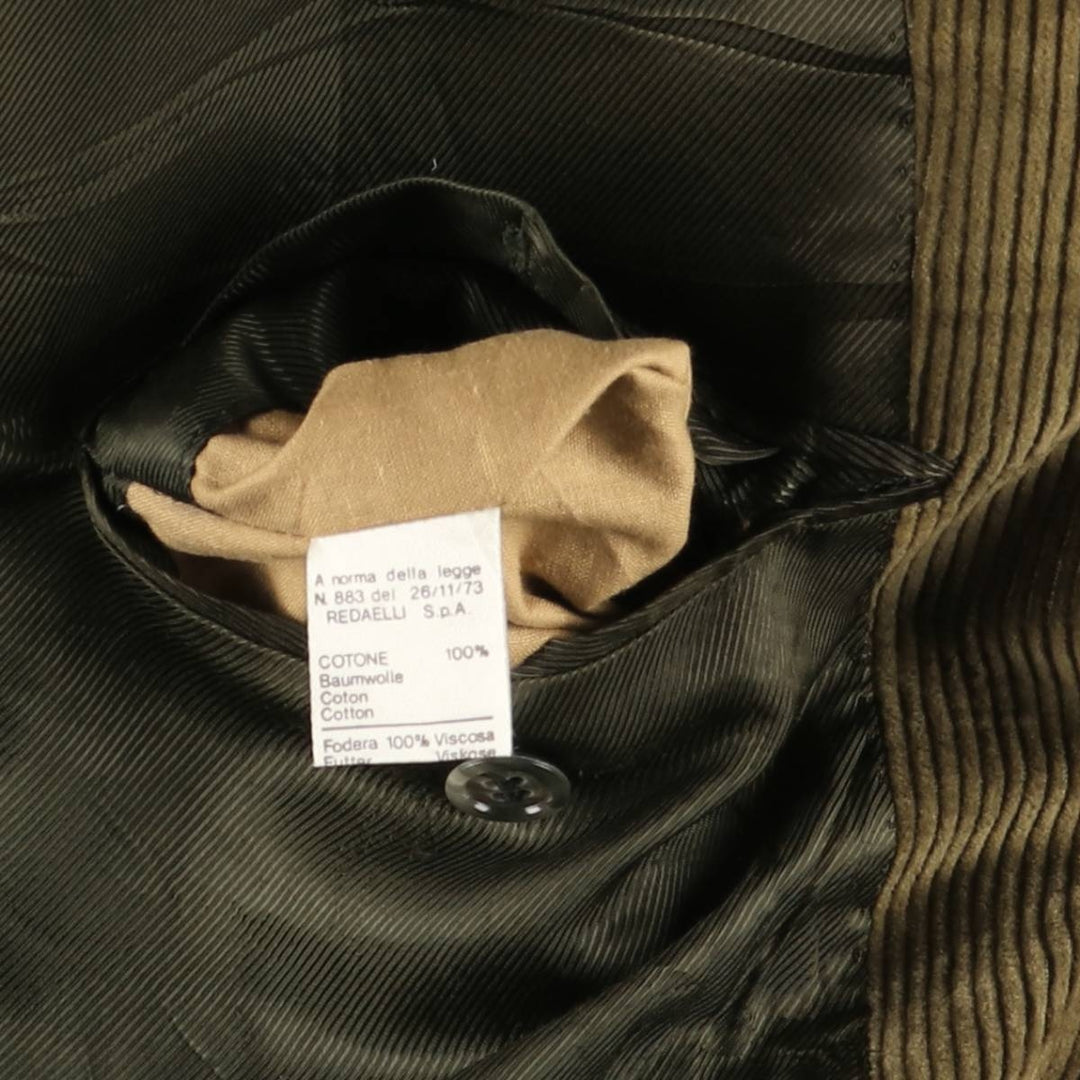 HOLT RENFREW Corduroy Tailored Jacket, Made in Italy, Men's Size M cotton Khaki type Vintage Second Hand