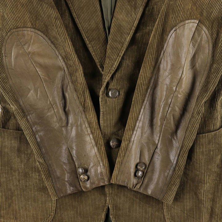 HOLT RENFREW Corduroy Tailored Jacket, Made in Italy, Men's Size M cotton Khaki type Vintage Second Hand