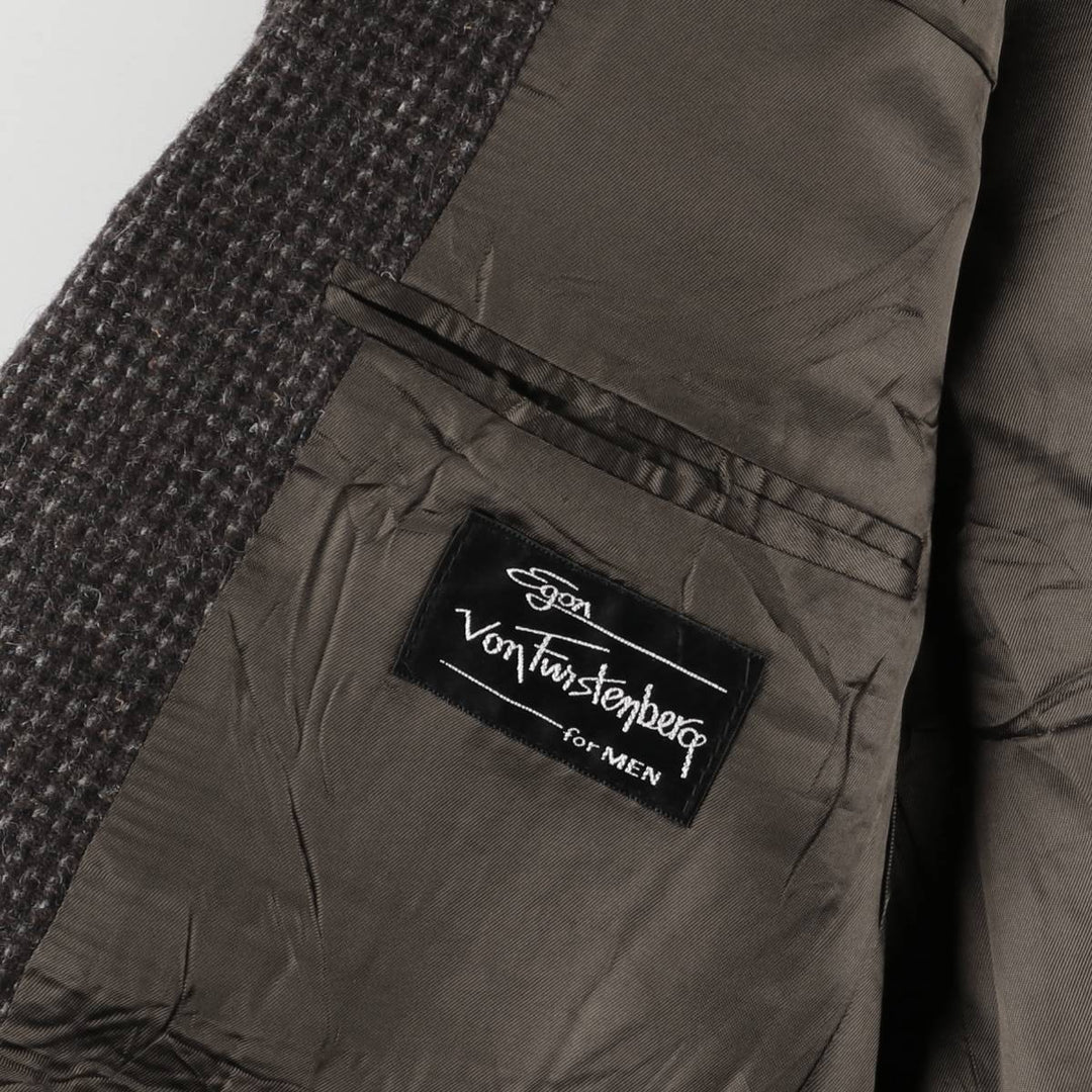 Egon Von Furstenberg Color Nep Wool Tailored Jacket, Men's Size L wool brown type Vintage Second Hand