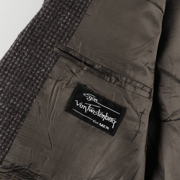 Egon Von Furstenberg Color Nep Wool Tailored Jacket, Men's Size L wool brown type Vintage Second Hand