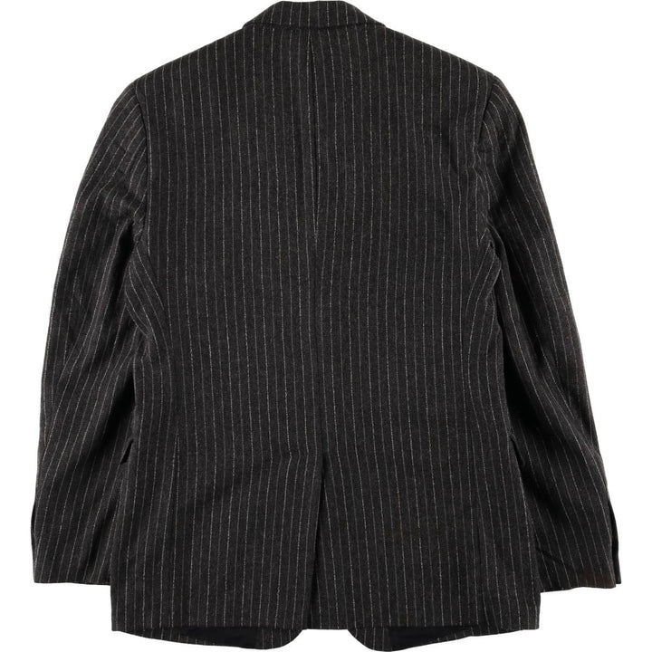 2000'S Banana Republic Striped Wool Tailored Jacket, Men's Size Medium wool Charcoal Vintage Second Hand