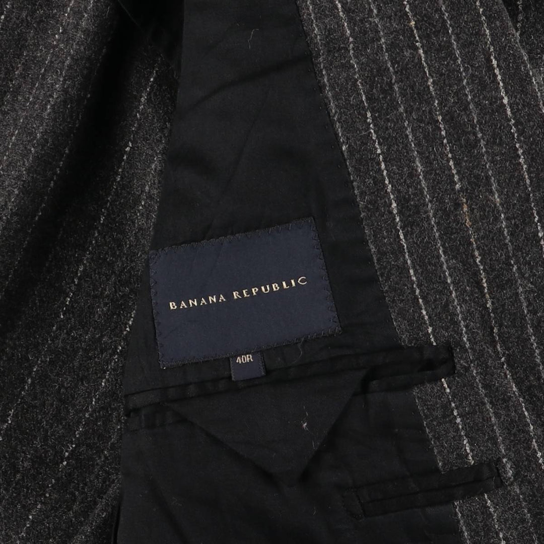 2000'S Banana Republic Striped Wool Tailored Jacket, Men's Size Medium wool Charcoal Vintage Second Hand