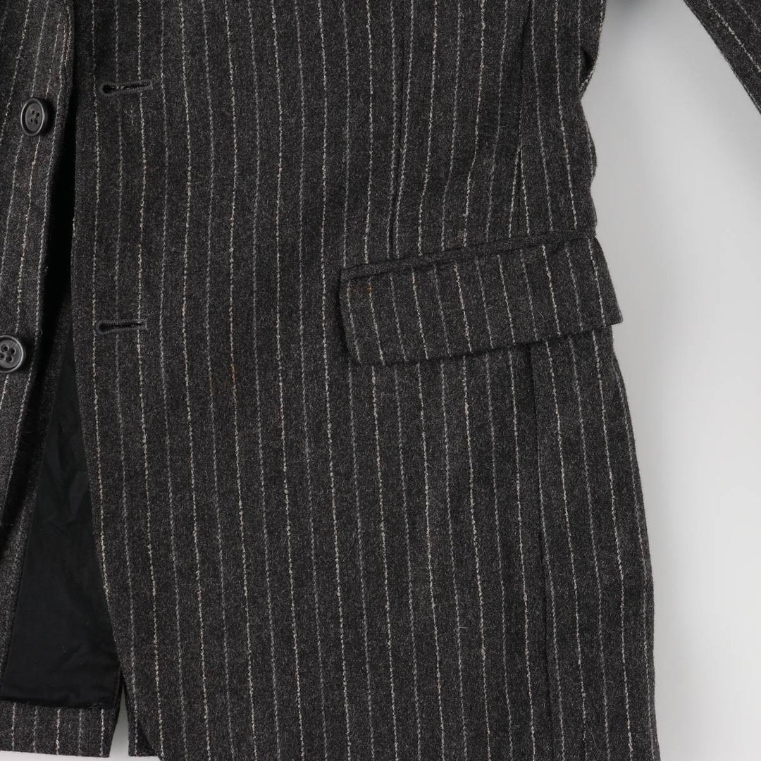 2000'S Banana Republic Striped Wool Tailored Jacket, Men's Size Medium wool Charcoal Vintage Second Hand