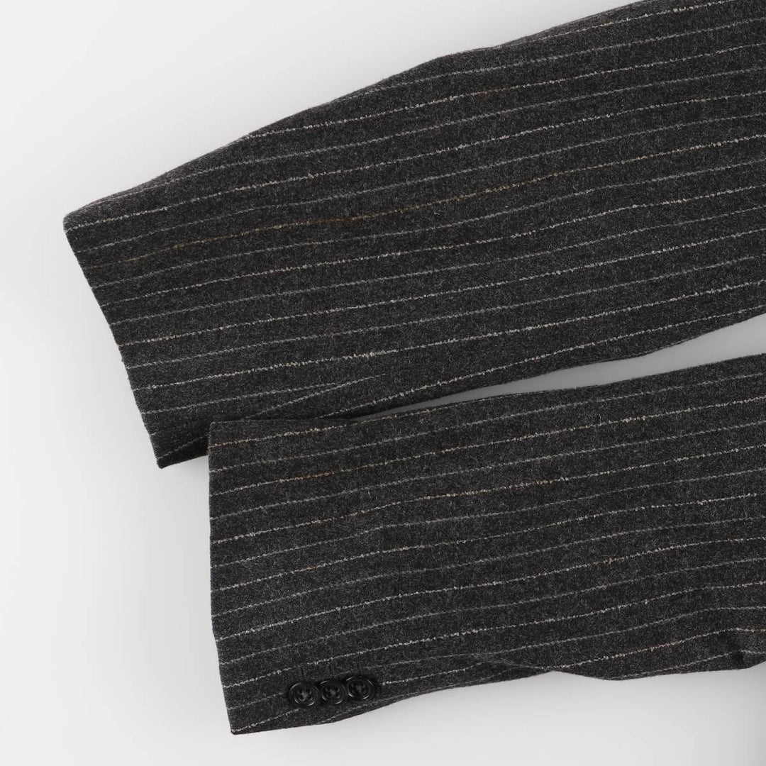 2000'S Banana Republic Striped Wool Tailored Jacket, Men's Size Medium wool Charcoal Vintage Second Hand