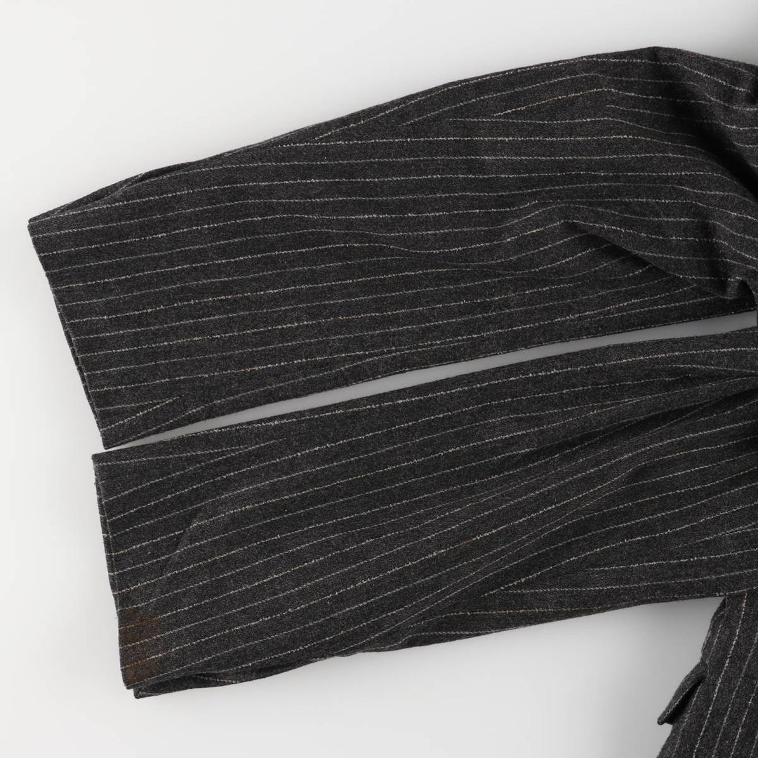 2000'S Banana Republic Striped Wool Tailored Jacket, Men's Size Medium wool Charcoal Vintage Second Hand