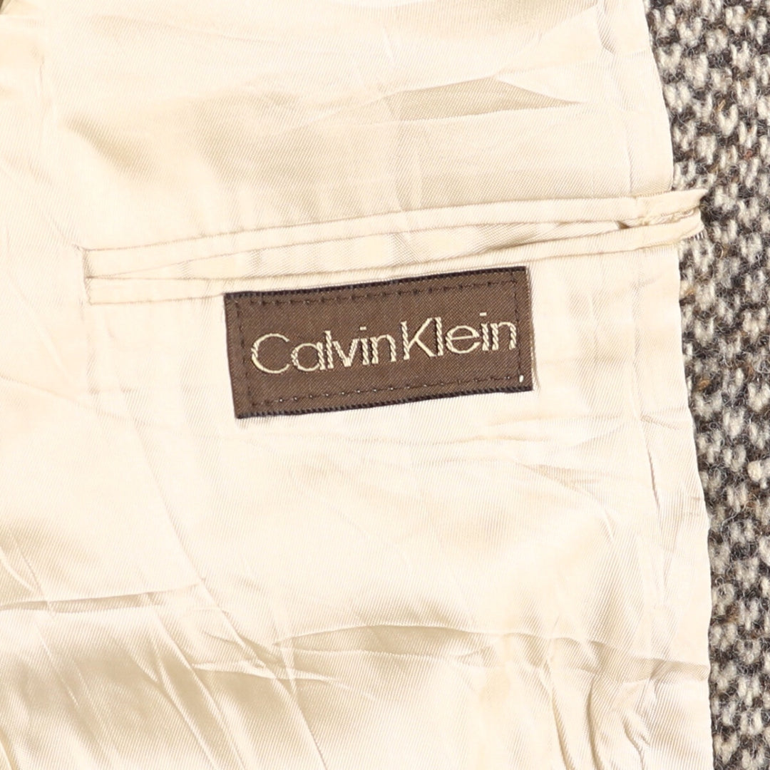 2000s~ Calvin Klein Color Nep Double-Breasted Peak Lapel Tailored Jacket Men's Size Medium unclear Beige type Vintage Second Hand