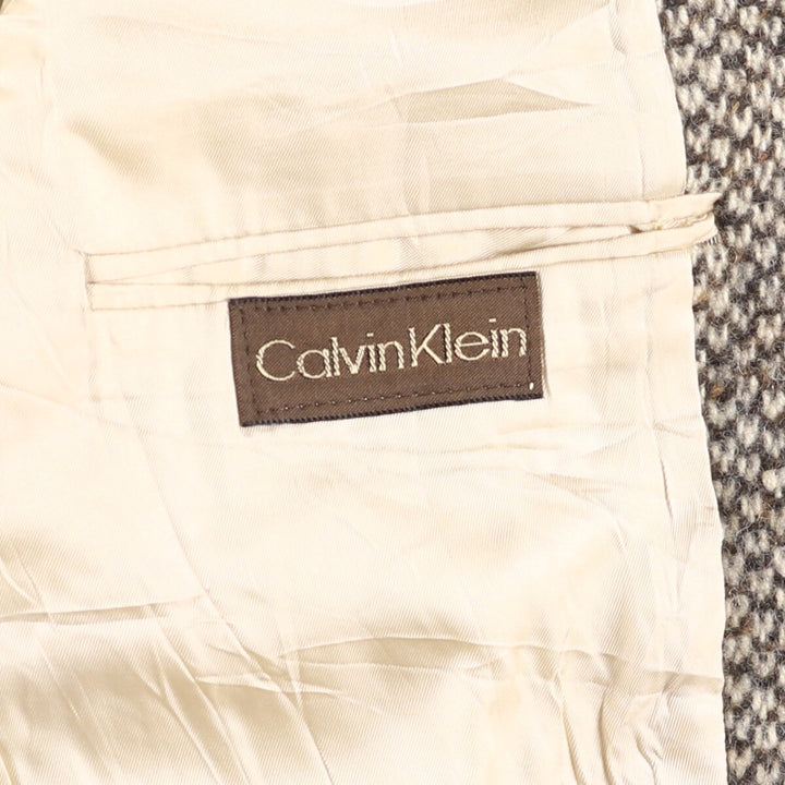 2000s~ Calvin Klein Color Nep Double-Breasted Peak Lapel Tailored Jacket Men's Size Medium unclear Beige type Vintage Second Hand