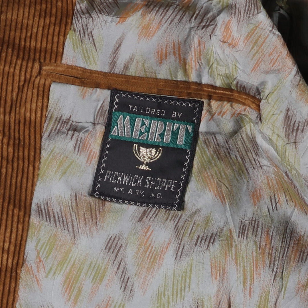 MERIT PICKWICK SHOPPE Men's Vintage Corduroy Tailored Jacket (Size L) unclear brown type Vintage Second Hand