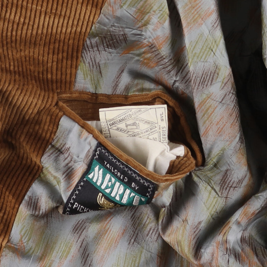 MERIT PICKWICK SHOPPE Men's Vintage Corduroy Tailored Jacket (Size L) unclear brown type Vintage Second Hand