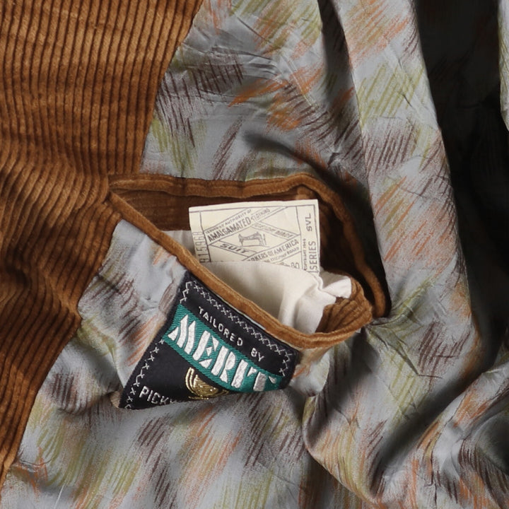MERIT PICKWICK SHOPPE Men's Vintage Corduroy Tailored Jacket (Size L) unclear brown type Vintage Second Hand