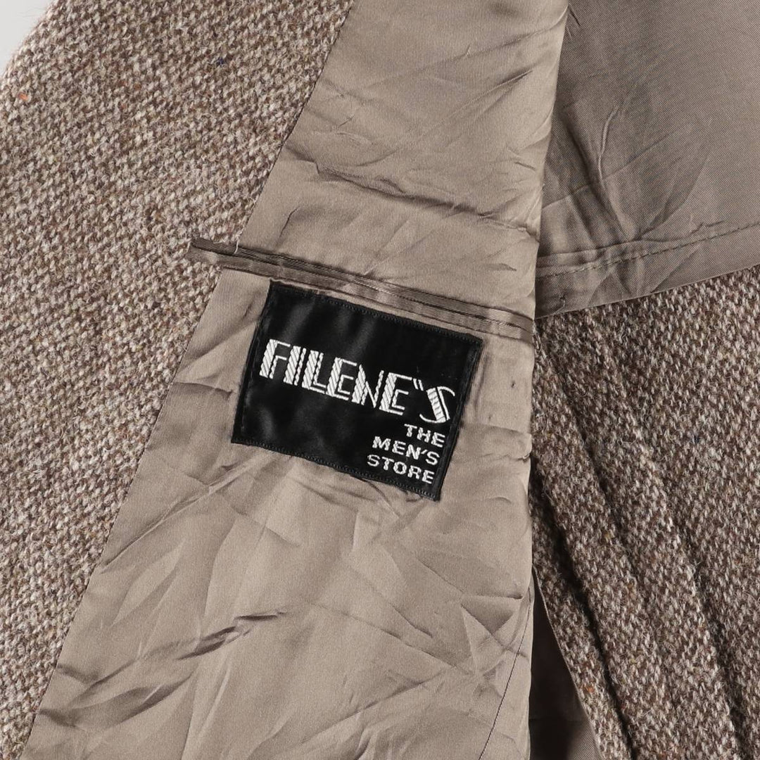 80s-90'S Filene's Harris Tweed Color Nep Wool Tailored Jacket, Made in USA, Men's Size L wool brown type Vintage Second Hand