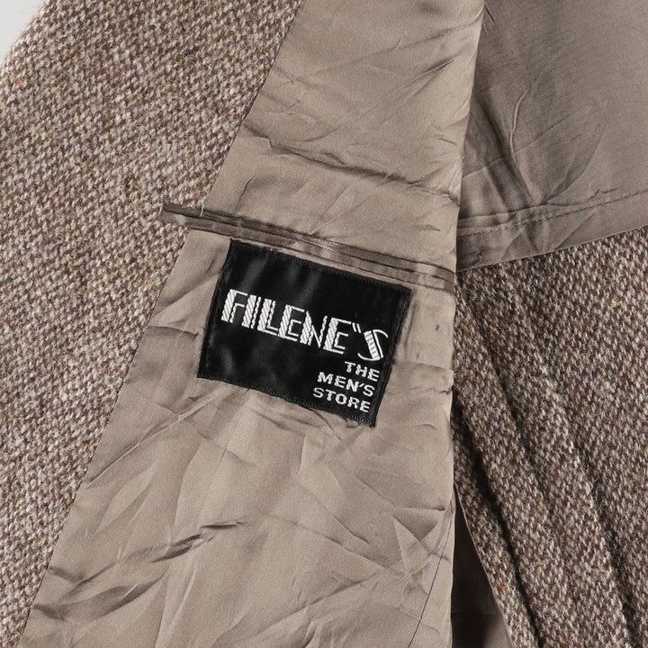 80s-90'S Filene's Harris Tweed Color Nep Wool Tailored Jacket, Made in USA, Men's Size L wool brown type Vintage Second Hand