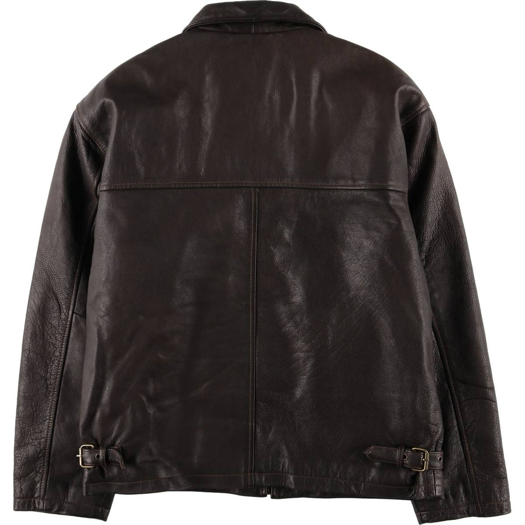 NEW CLASSICS Swing Top Leather Blouson Men's XL genuine leather brown type Vintage Second Hand