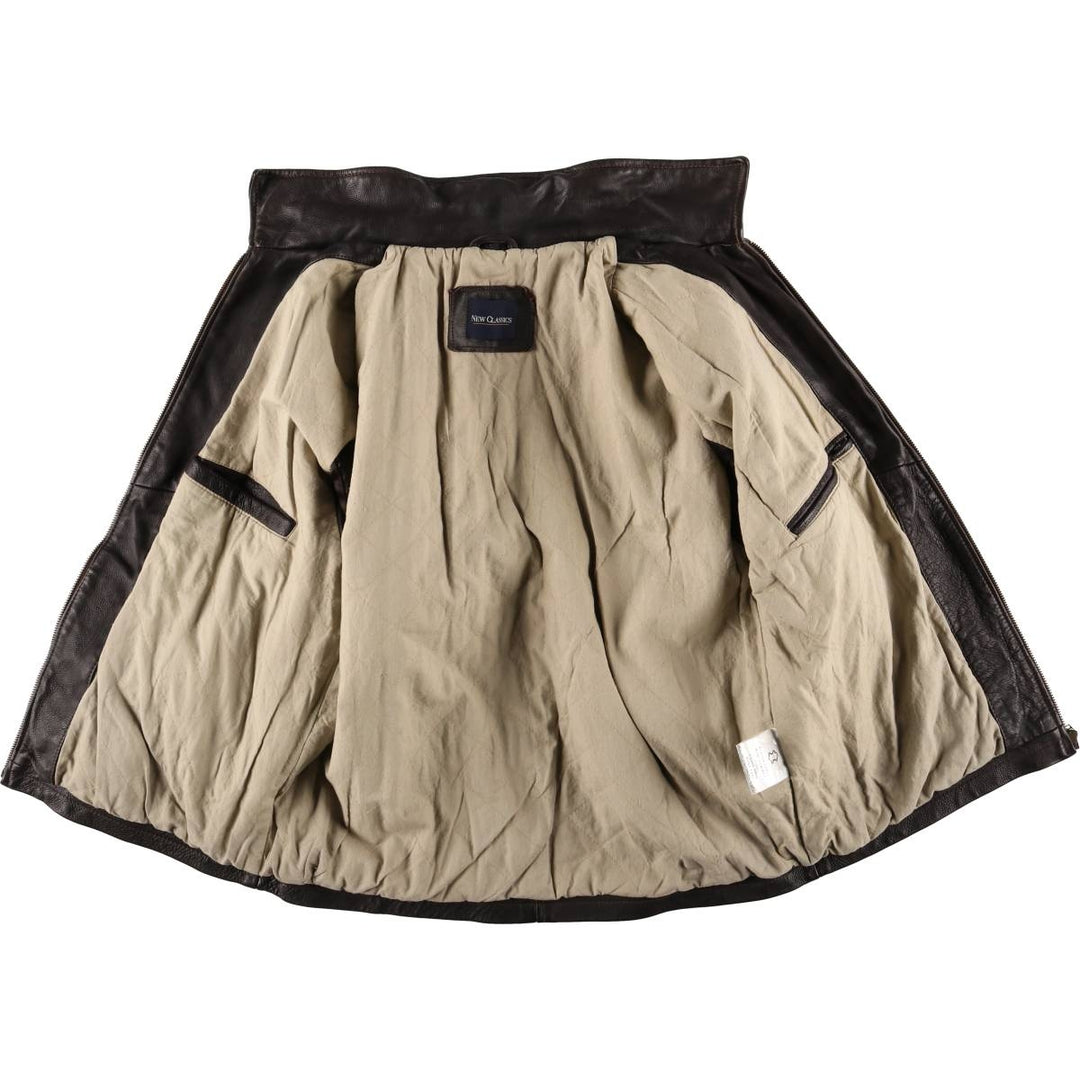 NEW CLASSICS Swing Top Leather Blouson Men's XL genuine leather brown type Vintage Second Hand