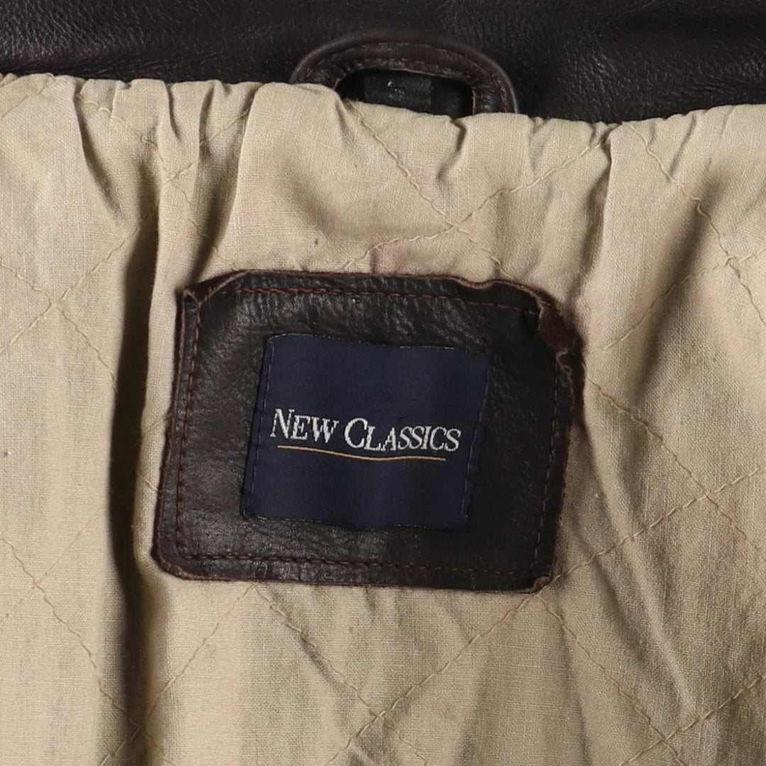 NEW CLASSICS Swing Top Leather Blouson Men's XL genuine leather brown type Vintage Second Hand