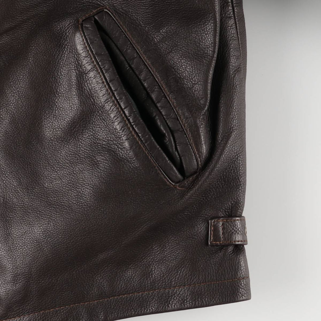 NEW CLASSICS Swing Top Leather Blouson Men's XL genuine leather brown type Vintage Second Hand