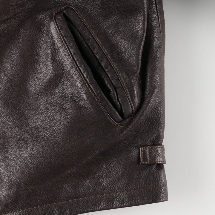 NEW CLASSICS Swing Top Leather Blouson Men's XL genuine leather brown type Vintage Second Hand