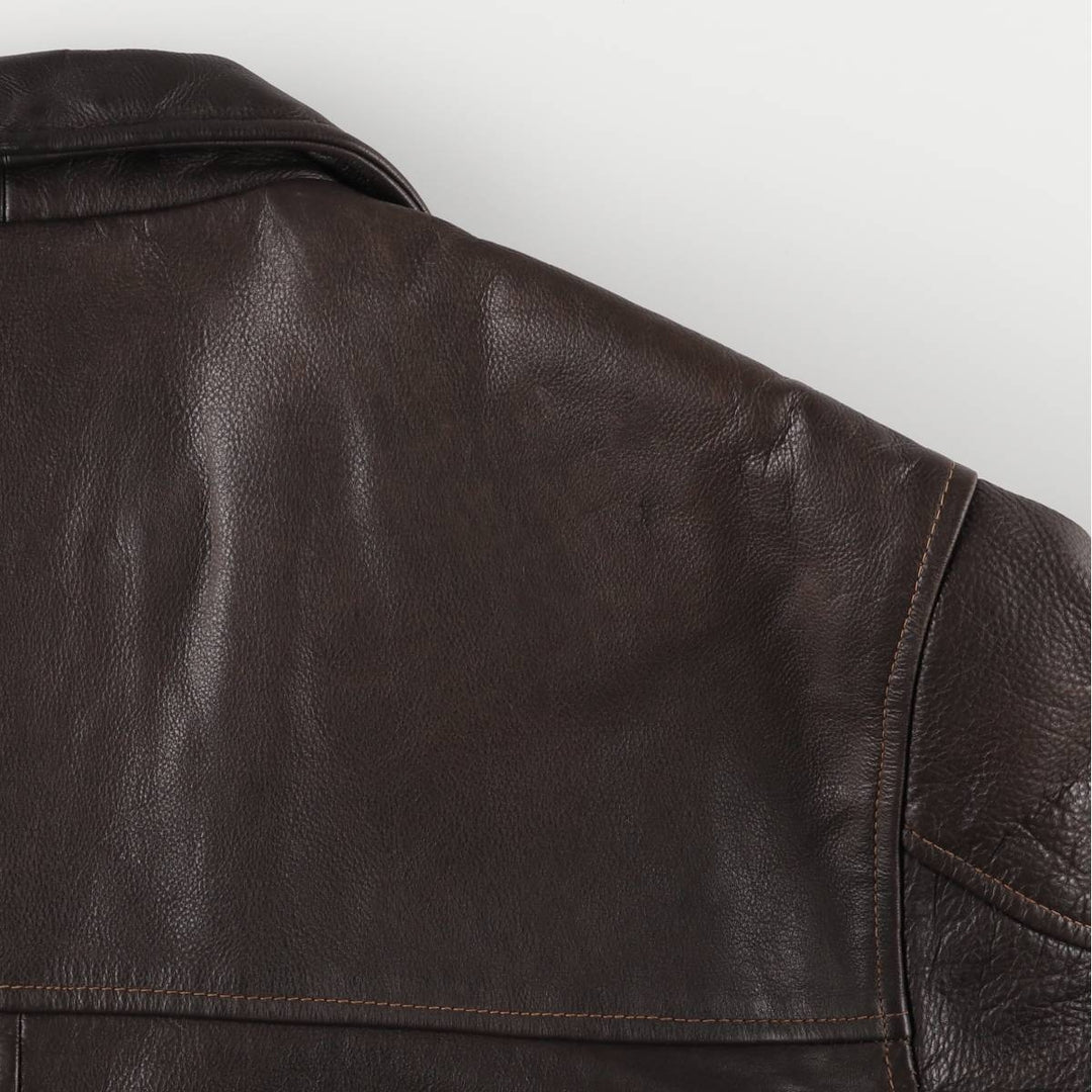 NEW CLASSICS Swing Top Leather Blouson Men's XL genuine leather brown type Vintage Second Hand