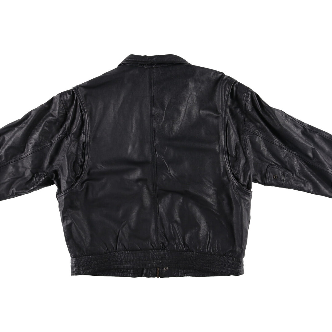 Gold River Leather Flight Jacket, Men's Size L Genuine Leather Cowhide black type Vintage Second Hand