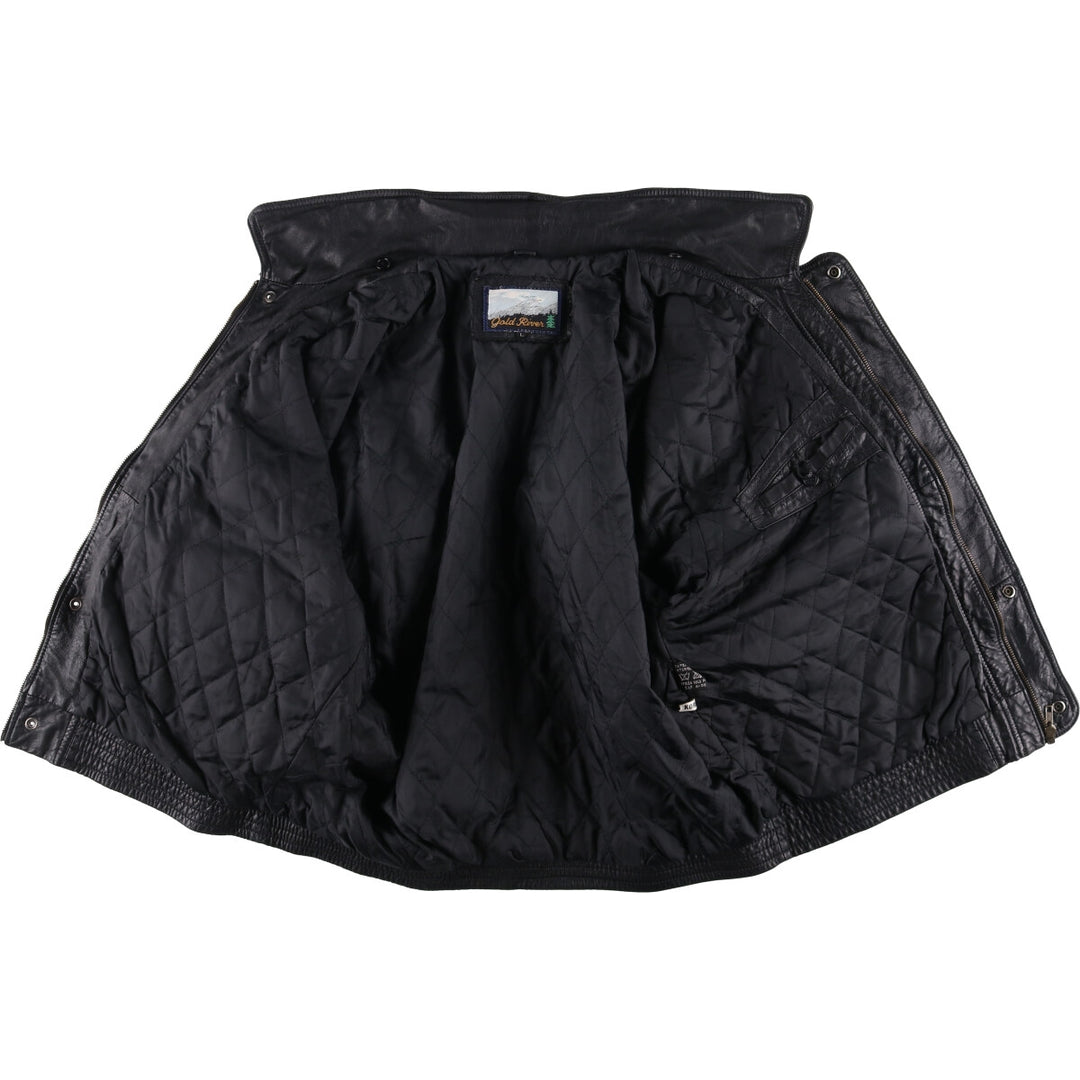 Gold River Leather Flight Jacket, Men's Size L Genuine Leather Cowhide black type Vintage Second Hand