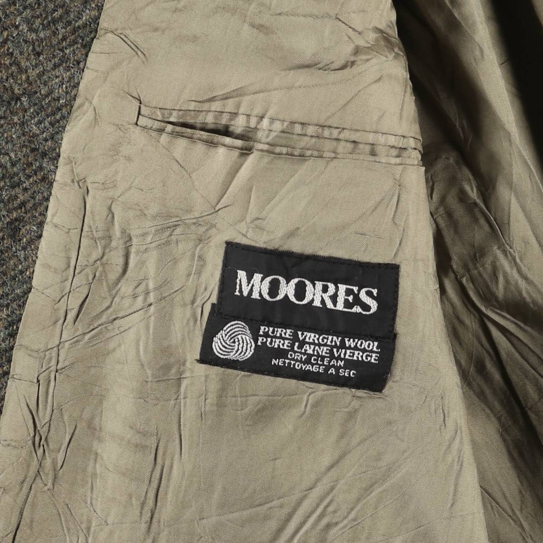 90s-00'S Moores Harris Tweed Check Pattern Wool Tailored Jacket, Made in Canada, Men's Size XL wool Khaki type Vintage Second Hand