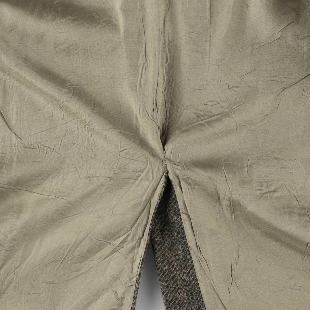 90s-00'S Moores Harris Tweed Check Pattern Wool Tailored Jacket, Made in Canada, Men's Size XL wool Khaki type Vintage Second Hand