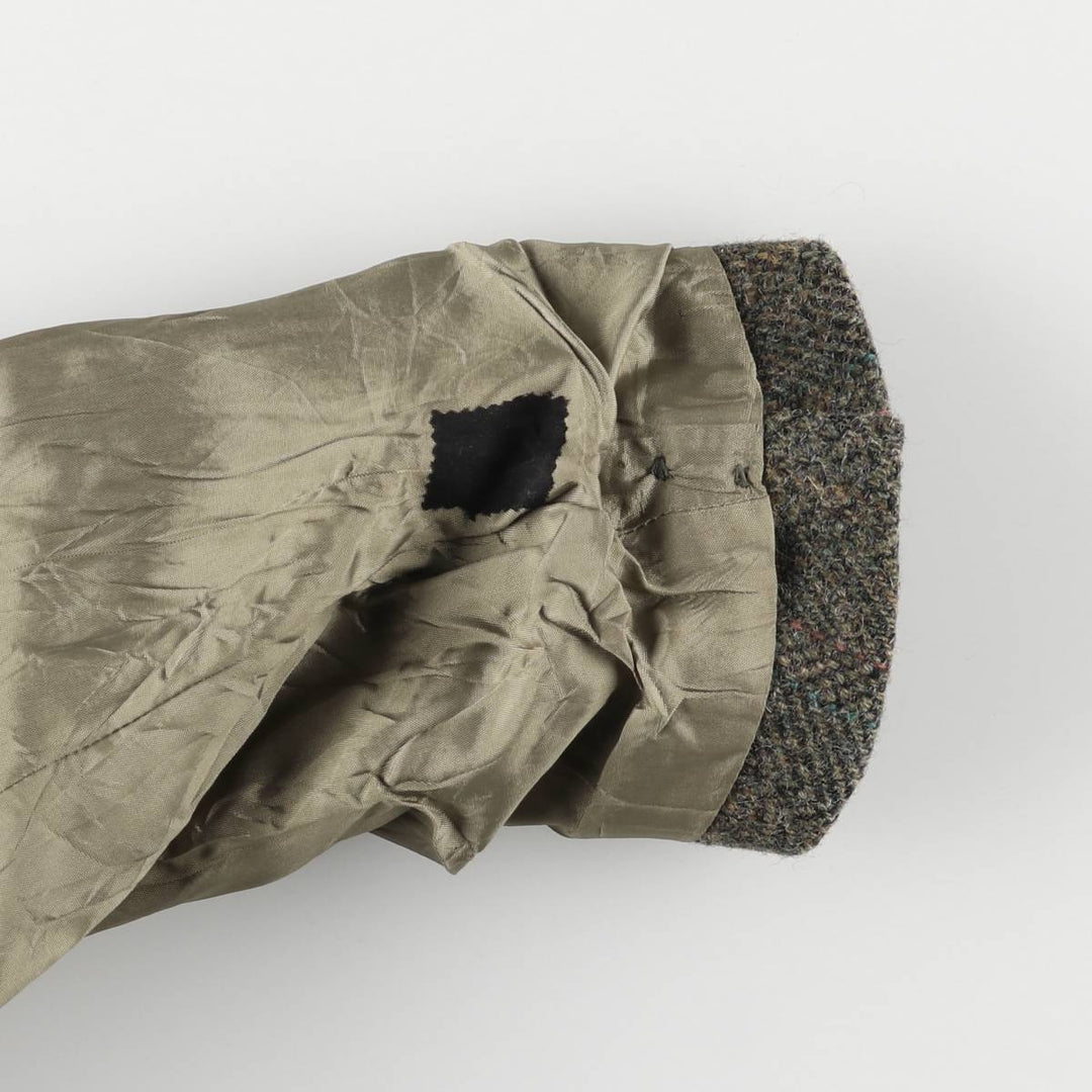 90s-00'S Moores Harris Tweed Check Pattern Wool Tailored Jacket, Made in Canada, Men's Size XL wool Khaki type Vintage Second Hand