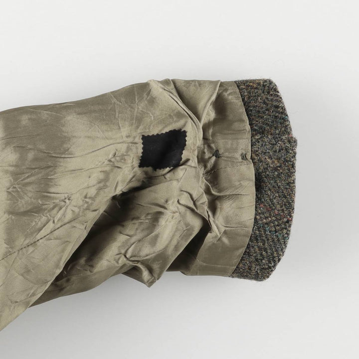 90s-00'S Moores Harris Tweed Check Pattern Wool Tailored Jacket, Made in Canada, Men's Size XL wool Khaki type Vintage Second Hand