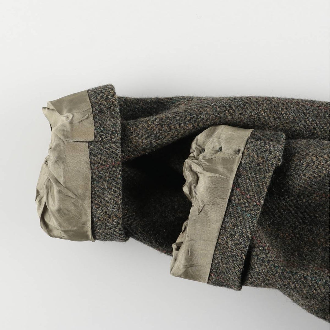 90s-00'S Moores Harris Tweed Check Pattern Wool Tailored Jacket, Made in Canada, Men's Size XL wool Khaki type Vintage Second Hand