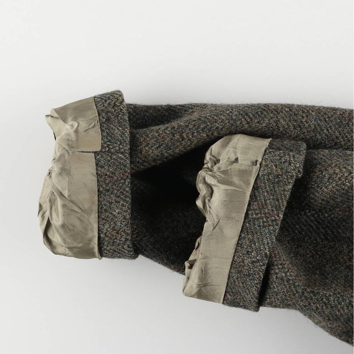 90s-00'S Moores Harris Tweed Check Pattern Wool Tailored Jacket, Made in Canada, Men's Size XL wool Khaki type Vintage Second Hand