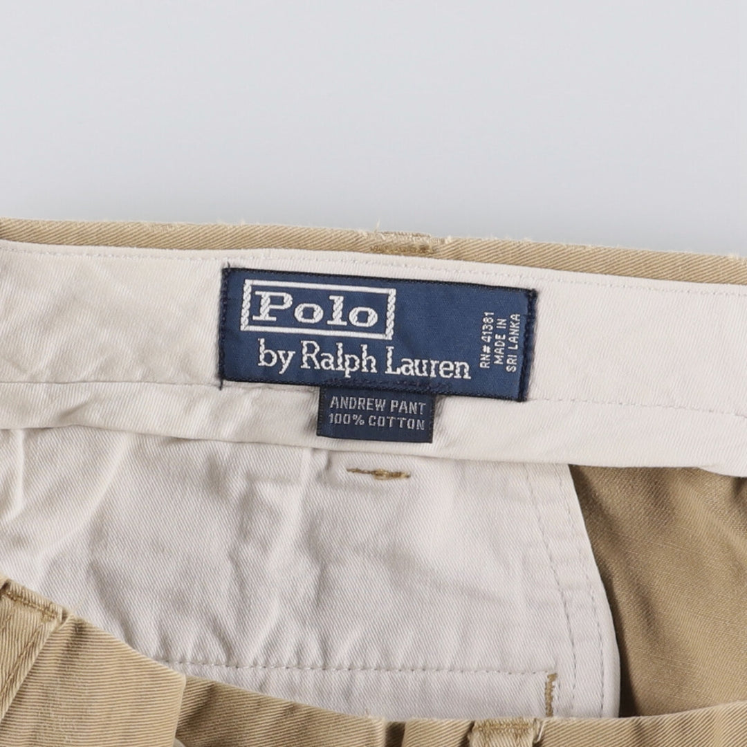 Ralph Lauren POLO by Ralph Lauren ANDREW PANT Two-pleat chino pants for men, equivalent to W34 cotton Beige type Vintage Second Hand